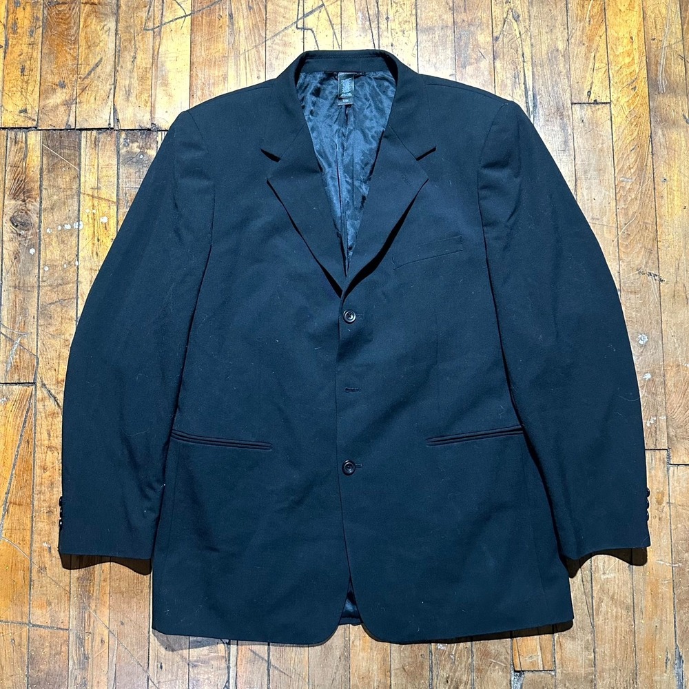 Claiborne Blazer Jacket Men's Size 42R Black Solid Long Sleeve Notch Lapel